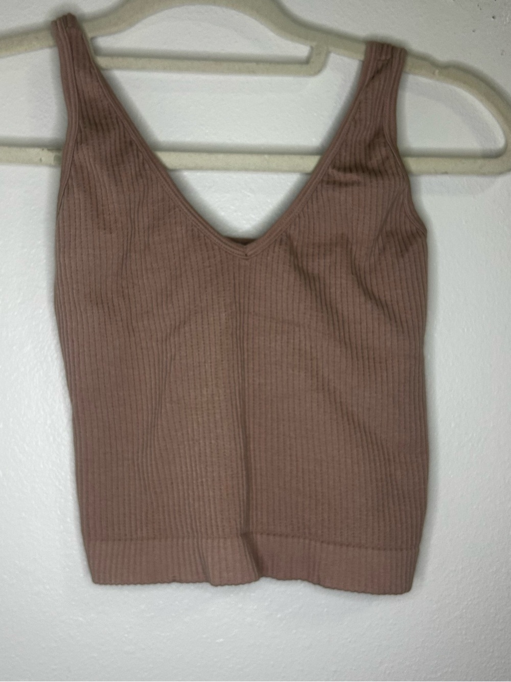 Free People light brown ribbed vneck stretchy tank top